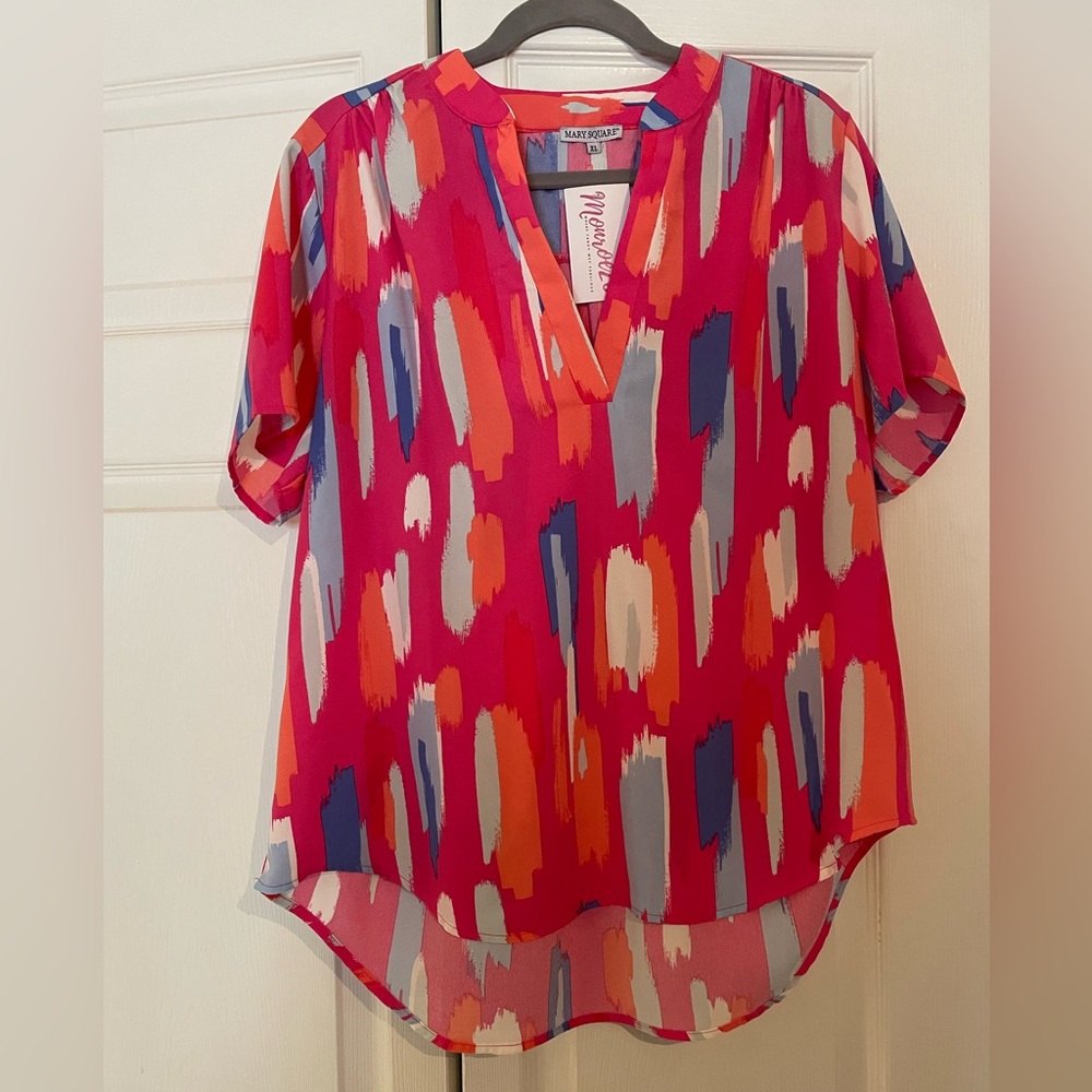 Max Studio size XL Colorful Brushstroke Blouse NWT